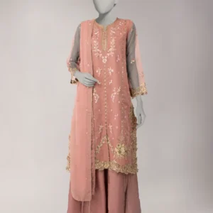 PINK ORGANZA EMBROIDERED UNSTITCHED 3PC