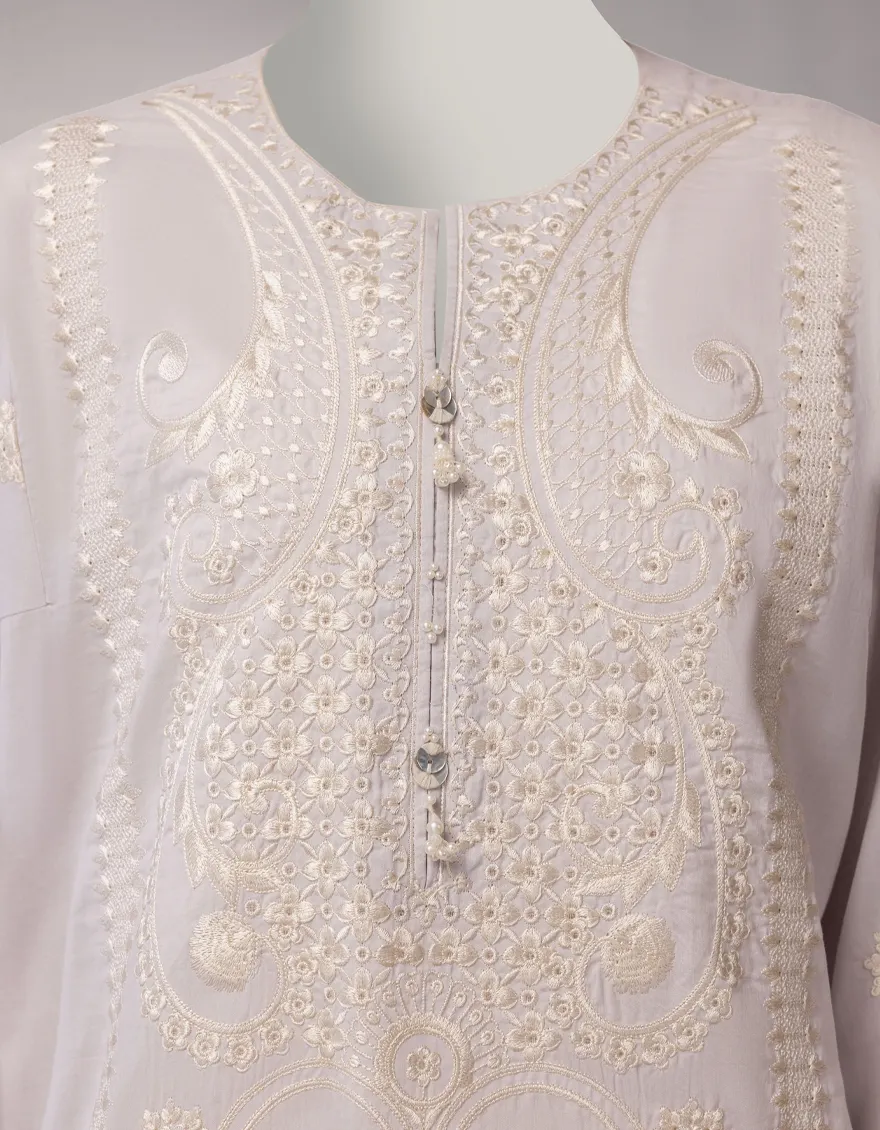 WHITE LAWN EMBROIDERED STITCHED 3PC